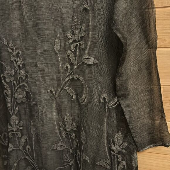 Soft Surroundings Size XSmall 100% Silk Lagenlook Embroidered Dress - Picture 4 of 12